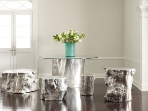 Log Stool, Silver Finish