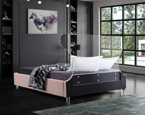 Levi King Bed In Pink Velvet