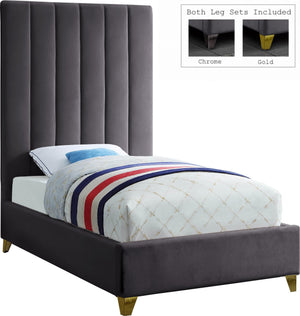 Glenda Twin Bed In Grey Velvet