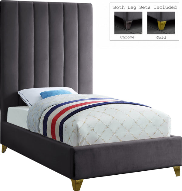 Glenda Twin Bed In Grey Velvet