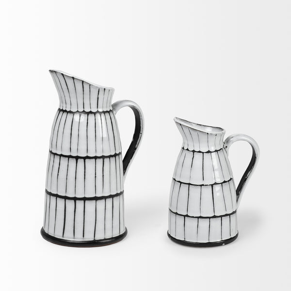 Lome Small White/Black Ceramic Jug