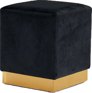 Daniel Ottoman/Stool In Black Velvet and Gold