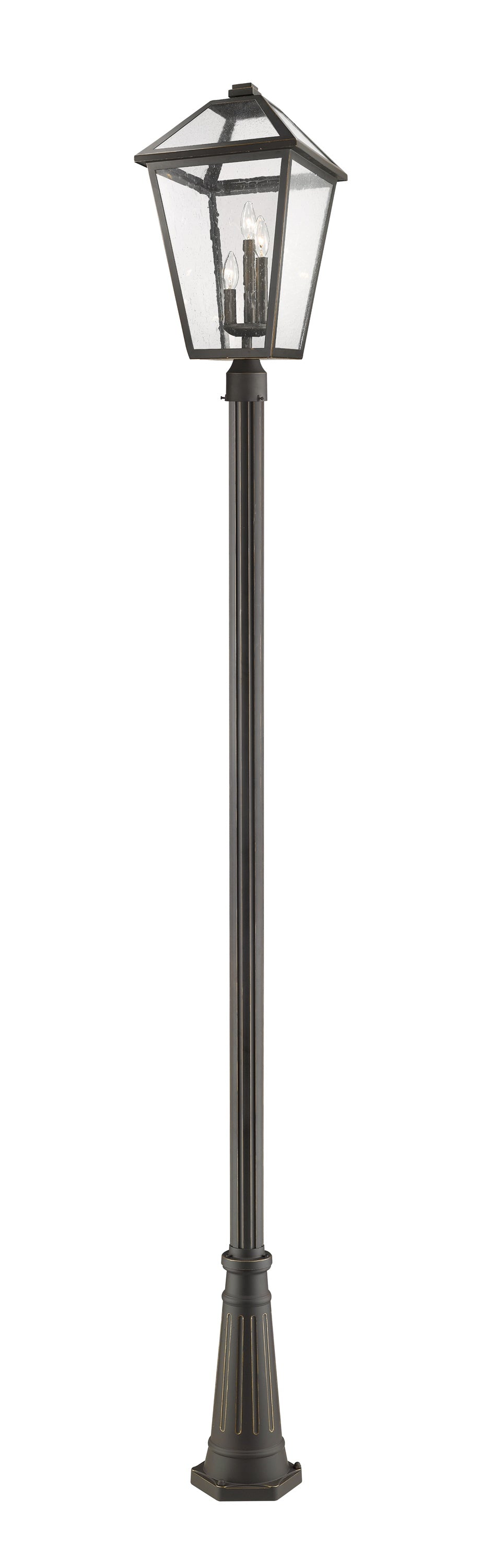 Talbot 3 Light Outdoor Post Mounted Fixture in Rubbed Bronze Finish