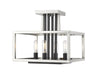 Quadra 4 Light Semi Flush Mount in Brushed Nickel + Black Finish