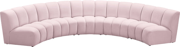 Lynda 5pc. Modular Sectional In Pink Velvet