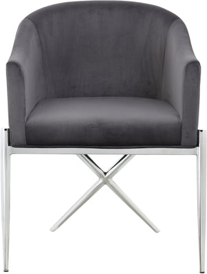 Doris Dining Chair In Grey Velvet and Chrome
