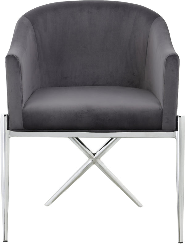 Doris Dining Chair In Grey Velvet and Chrome