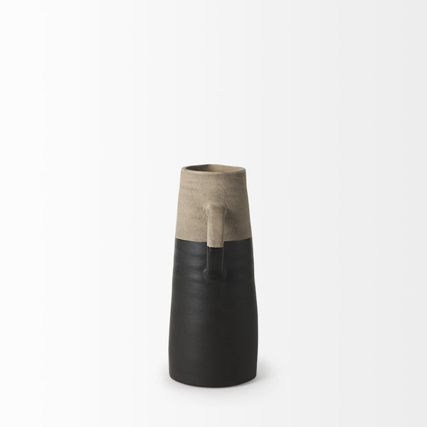 Garand Small 13H Two-Toned Black/Natural Ceramic Jug