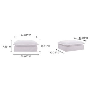 Moe's Olivia Ottoman in LiveSmart White Fabric