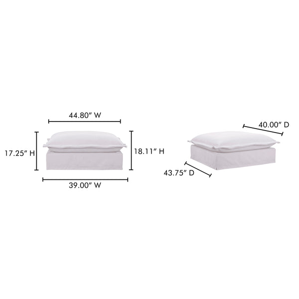 Moe's Olivia Ottoman in LiveSmart White Fabric