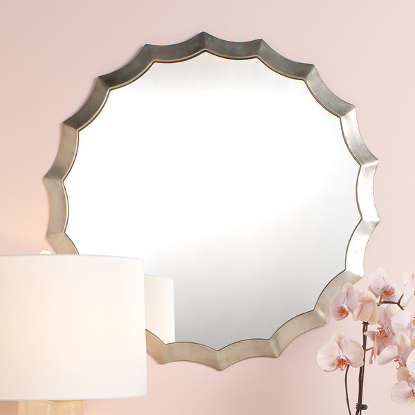 Round Metal Scalloped Wall Mirror