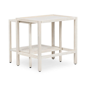 Devin Solid Wood Nesting Tables in Milk White