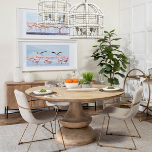 Crossman 60" Round Blonde Solid Wood & Base Dining Table