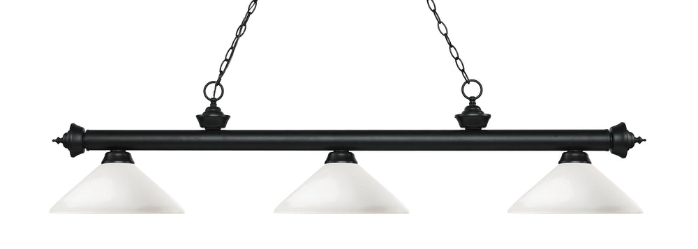 Riviera 3 Light Billiard Light in Matte Black Finish