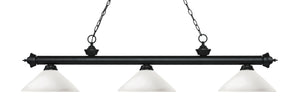 Riviera 3 Light Billiard Light in Matte Black Finish