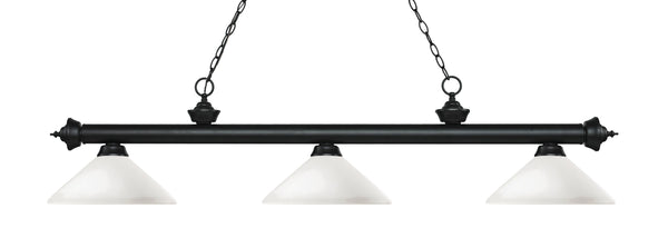Riviera 3 Light Billiard Light in Matte Black Finish
