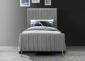 Marcos Twin Bed In Grey Velvet