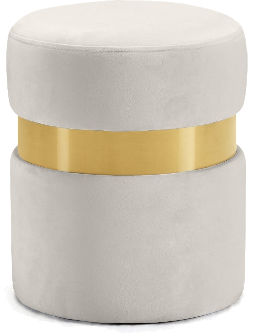 Reginald Ottoman/Stool In Cream Velvet