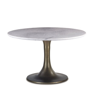 Palm Springs 48" Round Dining Table White Marble with Gold Base