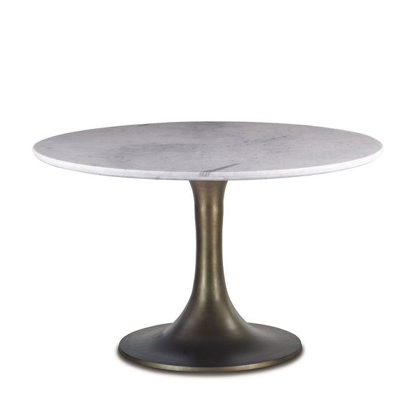 Palm Springs 48" Round Dining Table White Marble with Gold Base