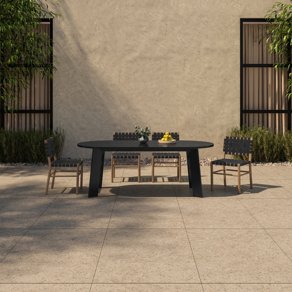 Moe's Delta Oval Outdoor Dining Table Black Teak