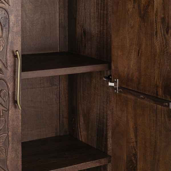 Albero Solid Wood Tall Cabinet in Kona Brown