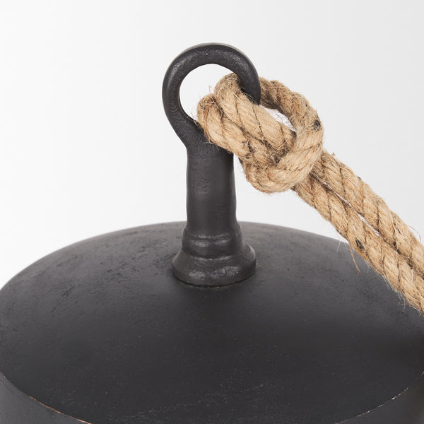 Quincy Large Matte Black Metal Decorative Bell Object