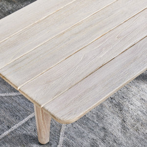 Dawn Outdoor Teak Coffee Table with Curved Edges - Gray