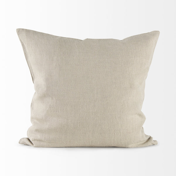 Enya 18L x 18W Beige and Cream Fabric Patterned Decorative Pillow Cover