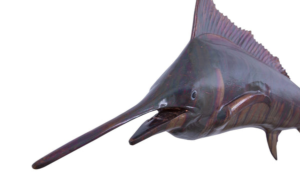 Blue Marlin Fish Wall Sculpture, Copper Patina