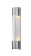 Striate 2 Light Outdoor Wall Sconce in Silver Finish