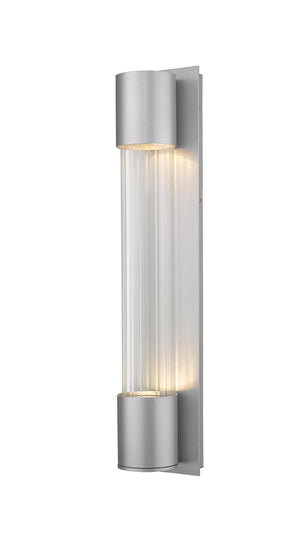 Striate 2 Light Outdoor Wall Sconce in Silver Finish