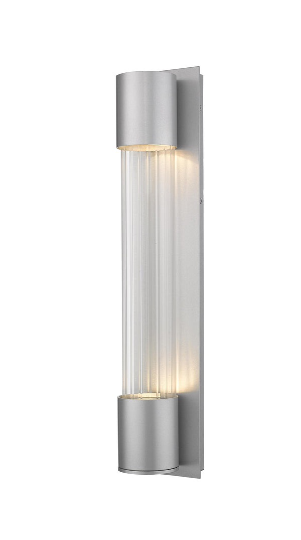 Striate 2 Light Outdoor Wall Sconce in Silver Finish