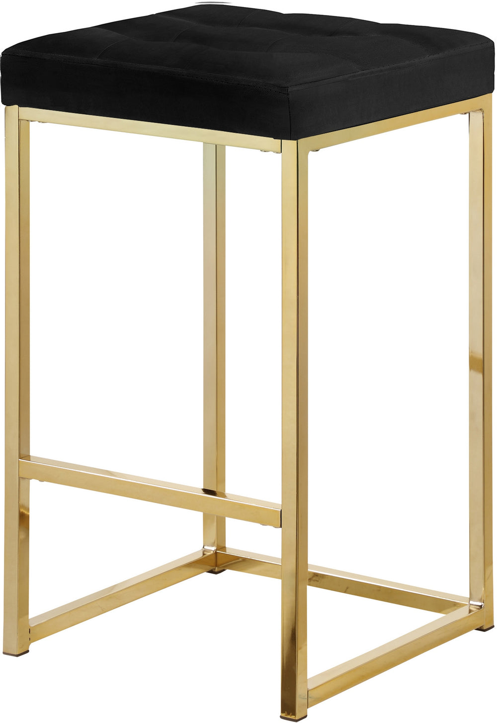 Pearl Stool In Black Velvet and Gold