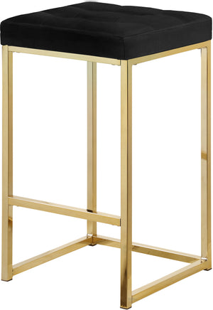 Pearl Stool In Black Velvet and Gold