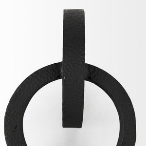 Rafiki Two Blackened Hammered Finish Metal Conjoined Circles