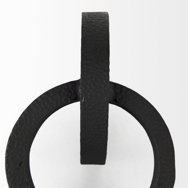 Rafiki Two Blackened Hammered Finish Metal Conjoined Circles