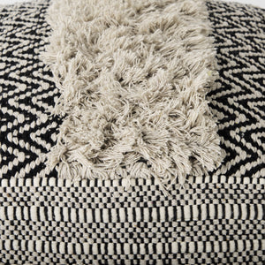 Darika 16.0L x 16.0W x 16.0H Black/White/Gray Cotton Pouf