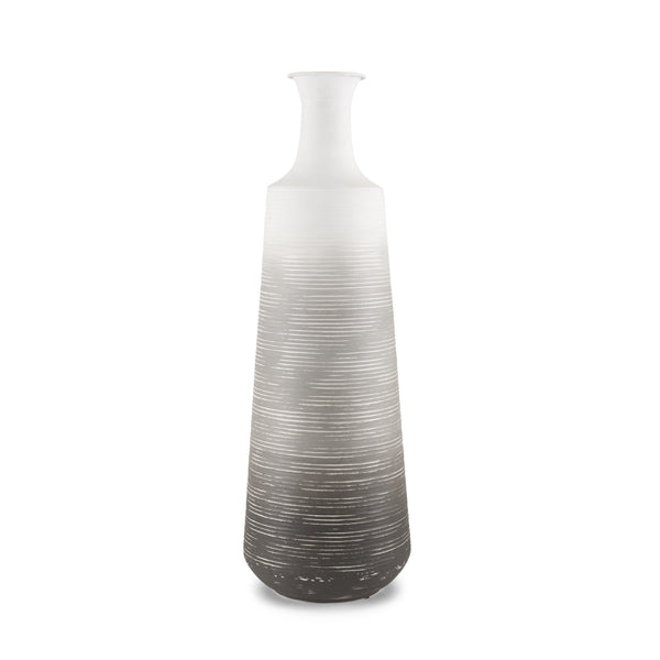 Toru Tall White w/ Grey Ombre Metal Vase
