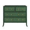 FOUR DRAWER CHEST WITH BAMBOO DETAIL IN GREEN DYED GRASSCLOTH AND DARK GREEN MATTE LACQUER