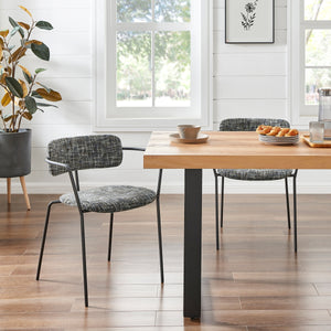 Alivia KD Chenille Dining Side Arm Chair, Allure Gray