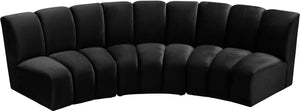Lynda 3pc. Modular Sectional In Black Velvet