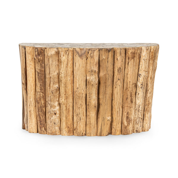 Norwest Solid Wood Console Table with Petrified Stone Top
