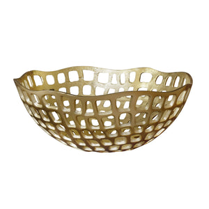 DECORATIVE BOWL WITH ORGANIC OPEN DESIGN IN TEXTURED BRASS FINISH