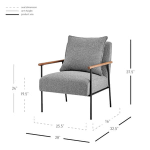 Quinton Fabric Accent Arm Chair In Boucle Gray