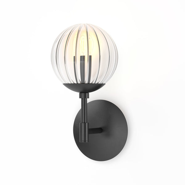 Sunset Sconce In Black Gunmetal And Clear Ribbon Glass