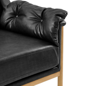 Larry Faux Leather Tufted Accent Arm Chair, Casa Black
