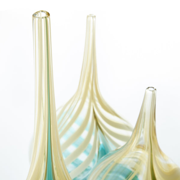 Large Parlor Palm Vase in Amber and Blue