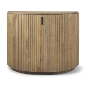 Terra Fluted Light Brown Wood 2-Door Accent Cabinet