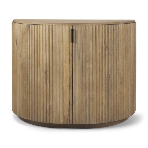 Terra Fluted Light Brown Wood 2-Door Accent Cabinet